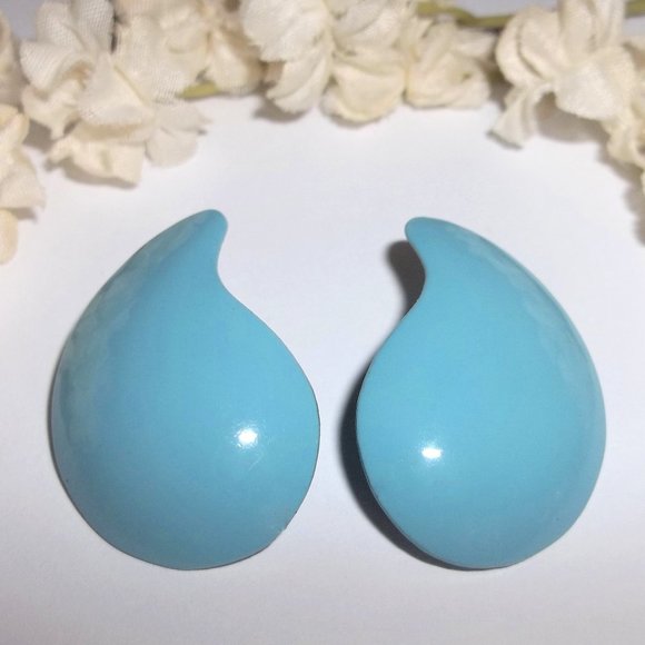 Vintage Earrings Turquoise Blue Painted Retro Style Post Stud Jewelry Set A308 - Picture 1 of 7